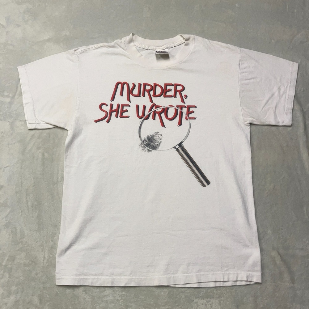 Vintage 90s Murder She Wrote TV Promo Single Stitch White T-Shirt Tultex Size L